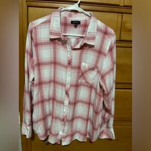Well Worn brand pink and white flannel shirt xl